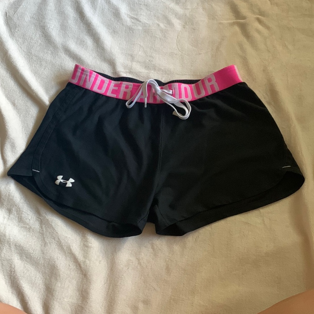Black and pink Xs Under Armour shorts